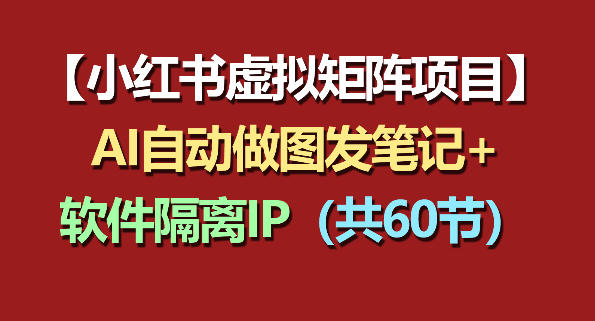 小红书虚拟矩阵项目：软件隔离IP+AI自动做图发笔记(共60节)-搞钱利器