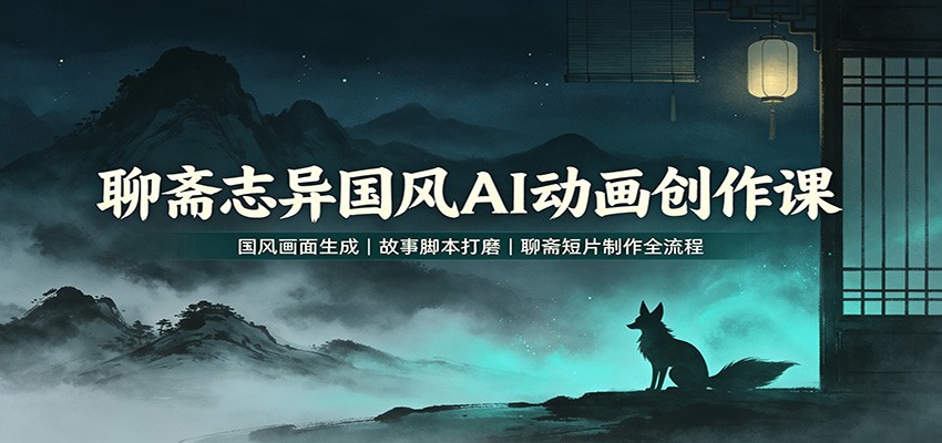聊斋志异国风AI动画创作课：国风画面生成，故事脚本打磨，聊斋短片制作全流程-搞钱利器