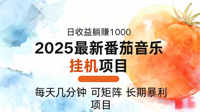 2025年最新番茄音乐人挂机项目，每天几分钟，月入1000＋，可矩阵，一台…-搞钱利器