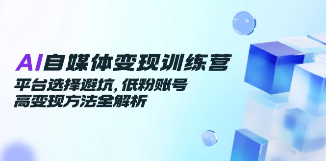 AI自媒体变现训练营，平台选择避坑，低粉账号高变现方法全解析-搞钱利器