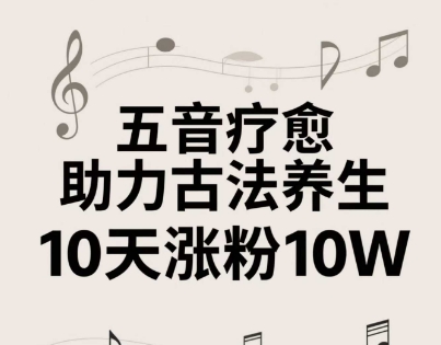 古法五音养生教程，五音疗愈的视频的制作方法，2-4小时就能学会，作者10天涨粉10W-搞钱利器