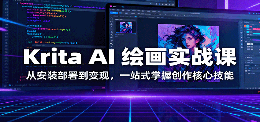 Krita AI 绘画实战课：从安装部署到变现，一站式掌握创作核心技能-搞钱利器