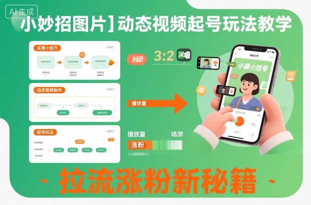 小妙招图片＋动态视频起号玩法教学，拉流涨粉新秘籍-搞钱利器