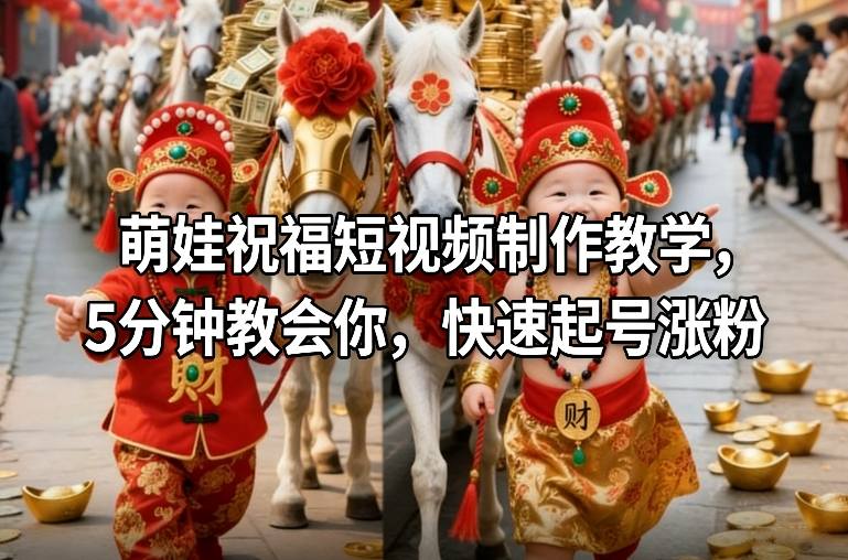 萌娃祝福短视频制作教学，5分钟教会你，快速起号涨粉-搞钱利器