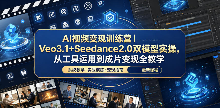 AI视频变现训练营｜Veo3.1+Seedance2.0双模型实操，从工具运用到成片变现全教学-搞钱利器