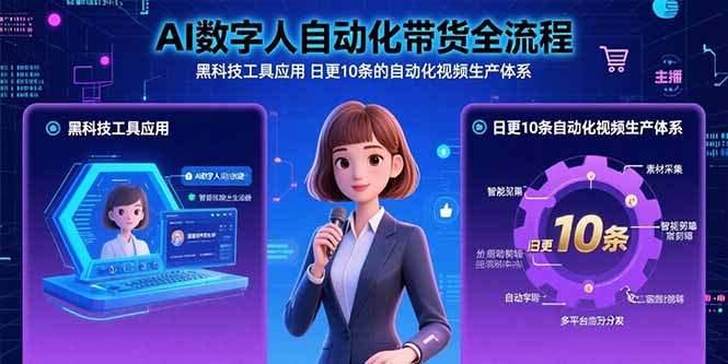 AI数字人自动化带货全流程：黑科技工具应用 日更10条的自动化视频生产体系-搞钱利器
