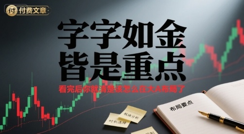 付费文章：字字如金 皆是重点， 看完后 你就清楚该怎么在大A布局了-搞钱利器