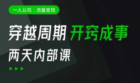 一人公司：流量变现课，一人公司的方法模型拆解， 拆解富人思维，流量思维，小老板思维等-搞钱利器