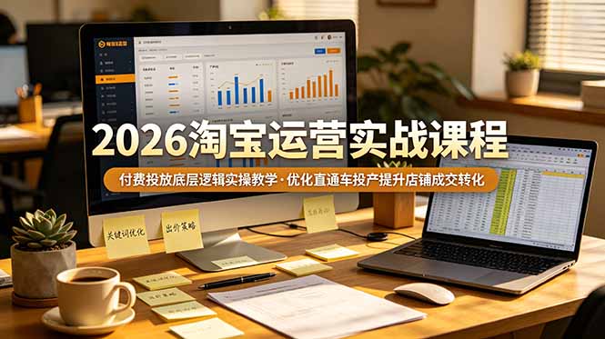 2026 淘宝运营实战课程，付费投放底层逻辑实操教学，优化直通车投产提升店铺成交转化-搞钱利器