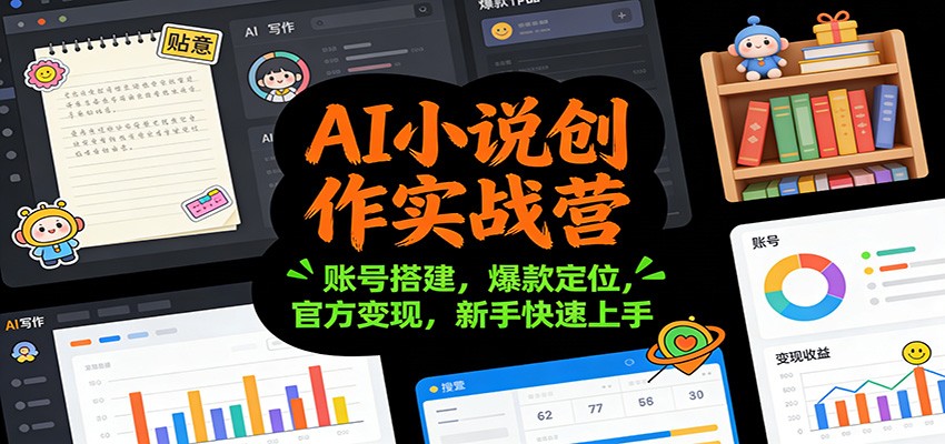AI小说创作实战营：账号搭建，爆款定位，官方变现，新手快速上手-搞钱利器