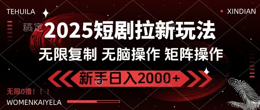 2025短剧拉新玩法,无需注册登录,无限0撸,无脑批量操作日入2000+-搞钱利器