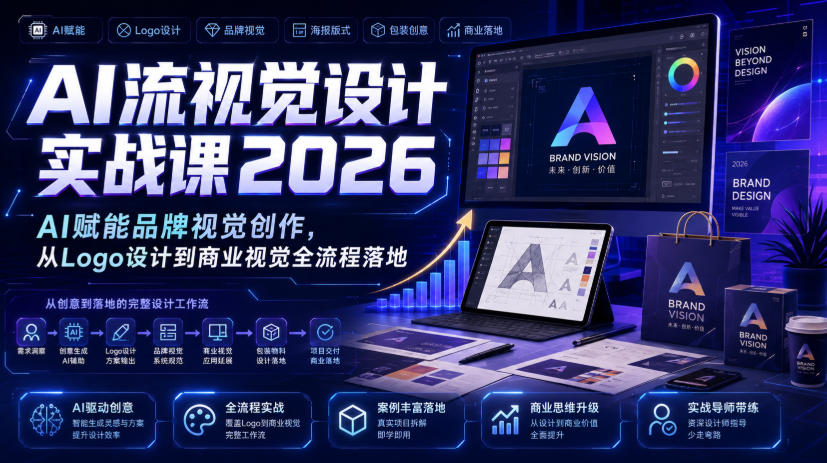 AI流视觉设计实战课2026：AI赋能品牌视觉创作，从Logo设计到商业视觉全流程落地-搞钱利器