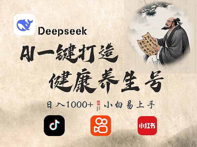 DeepSeek做养生号，一条作品涨粉2万+，轻松日入300+-搞钱利器
