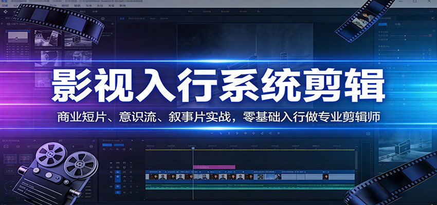 影视系统剪辑，商业短片、意识流、叙事片实战，零基础入行做专业剪辑师-搞钱利器