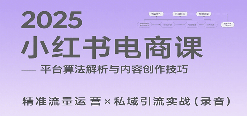 2025小红书电商课：解析算法，创作高转化内容，助力卖家获取流量实现变现(录音)-搞钱利器