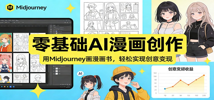 零基础AI漫画创作：用Midjourney画漫画书，轻松实现创意变现-搞钱利器