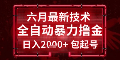 六月最新技术全自动暴力撸金，稳定日入2k+包起号，长期稳定【揭秘】-搞钱利器