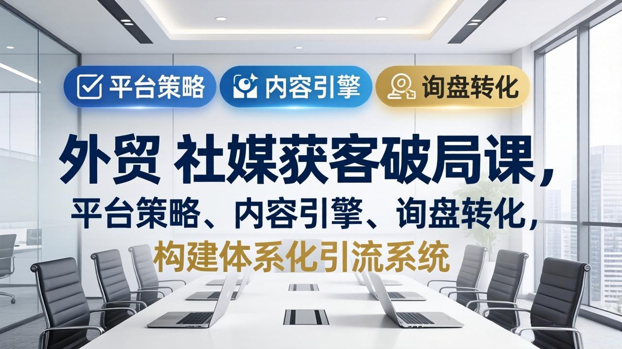 外贸 社媒获客破局课，平台策略、内容引擎、询盘转化，构建体系化引流系统(更新26年3月-搞钱利器