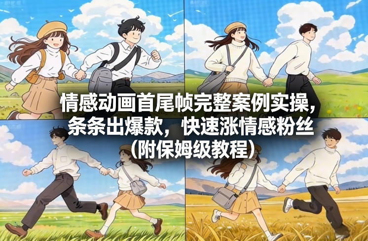 情感动画首尾帧完整案例实操，条条出爆款，快速涨情感粉丝(附保姆级教程)-搞钱利器