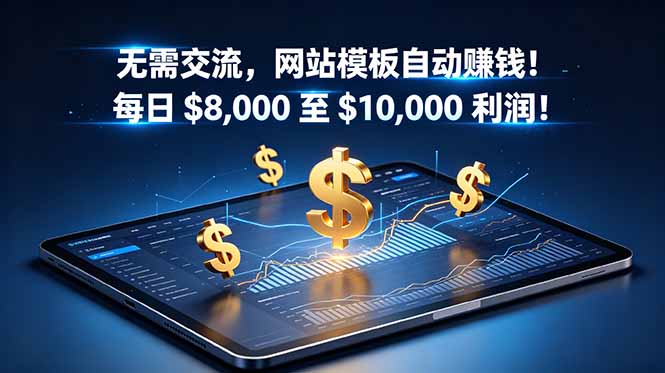 无需交流，网站模板自动赚钱！每日 $8,000 至 $10,000 利润！【原创双语字幕】-搞钱利器