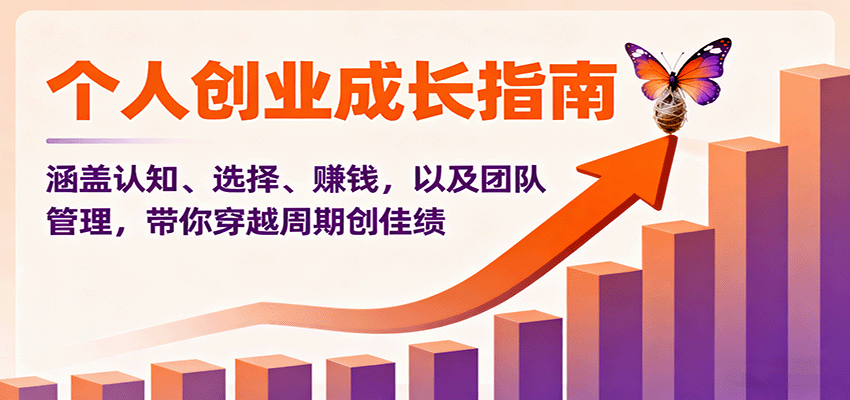 个人创业成长指南：涵盖认知、选择、赚钱，以及团队管理，带你穿越周期创佳绩-搞钱利器
