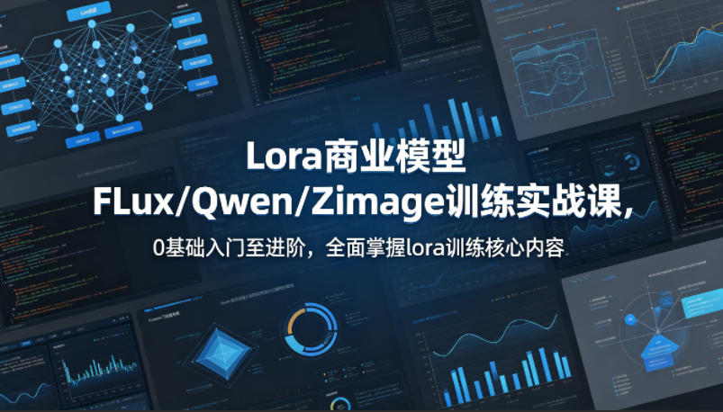 系统性学习Lora商业模型FLux／Qwen／Zimage训练实战课，0基础入门至进阶，全面掌握lora训练核心内容-搞钱利器