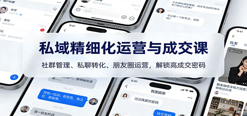 私域精细化运营与成交课：社群管理、私聊转化、朋友圈运营，解锁高成交密码-搞钱利器