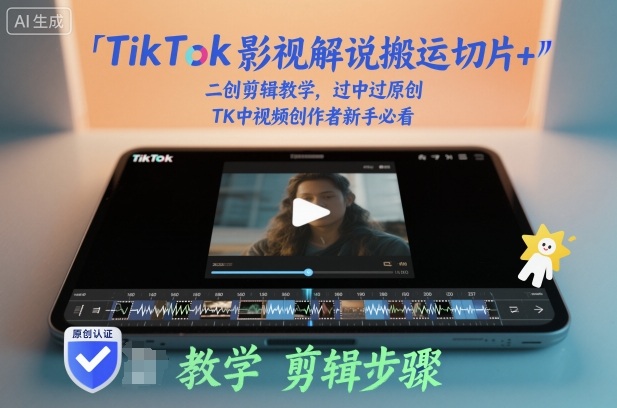 TikTok影视解说搬运切片+二创剪辑教学,过中过原创,TK中视频创作者新手必看-搞钱利器