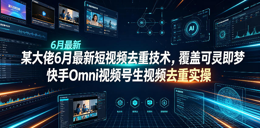 某大佬6月最新短视频去重技术，覆盖可灵即梦快手Omni视频号生视频去重实操-搞钱利器