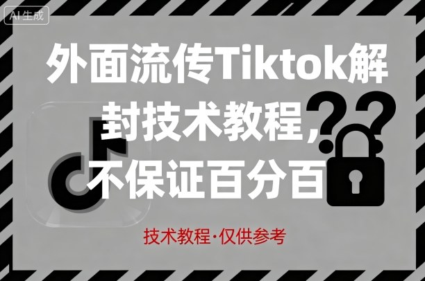 外面流传Tiktok解封技术教程，不保证百分百，具体自测-搞钱利器