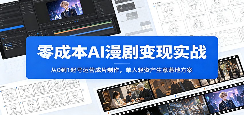 零成本AI漫剧变现实战：从0到1起号运营成片制作，单人轻资产生意落地方案-搞钱利器