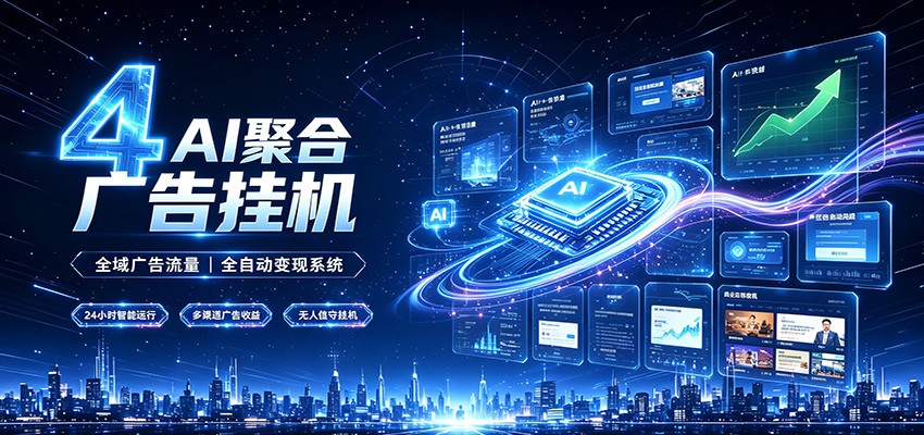 全域广告流量聚合，AI无人挂机稳赚佣金，打造长期稳定被动收入副业-搞钱利器