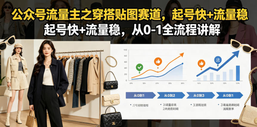 公众号流量主之穿搭贴图赛道，起号快+流量稳，从0-1全流程讲解-搞钱利器