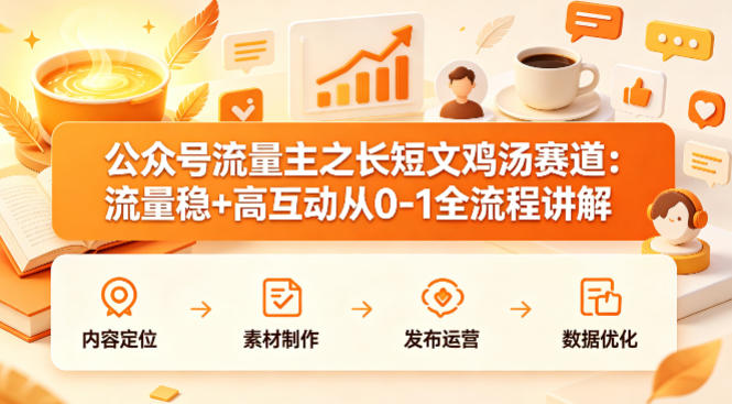 公众号流量主之长短文鸡汤赛道，流量稳+高互动，从0-1全流程讲解-搞钱利器