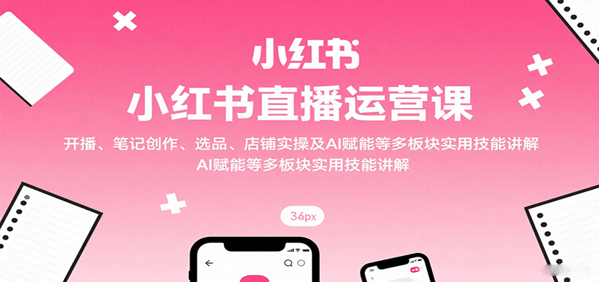 小红书直播运营课：开播、笔记创作、选品、店铺实操及 AI 赋能等多板块实用技能讲解-搞钱利器