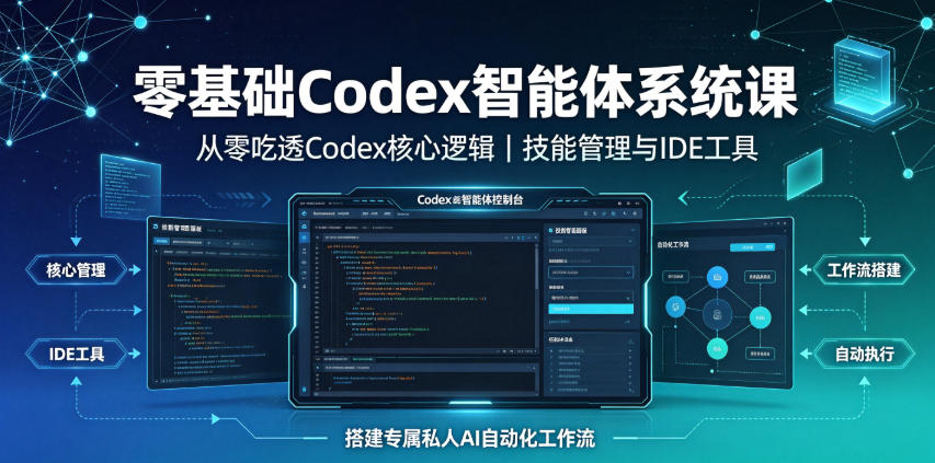 零基础Codex智能体系统课｜从零吃透Codex核心逻辑、技能管理与IDE工具，搭建专属私人AI自动化工作流-搞钱利器