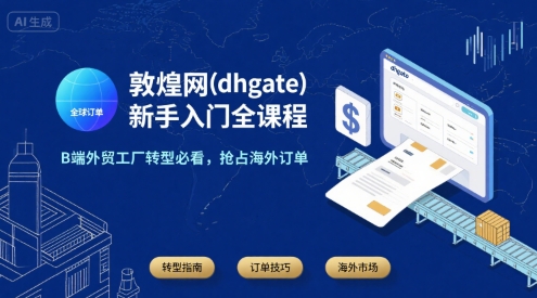 敦煌网(dhgate)新手入门全课程，B端外贸工厂转型必看，抢占海外订单-搞钱利器