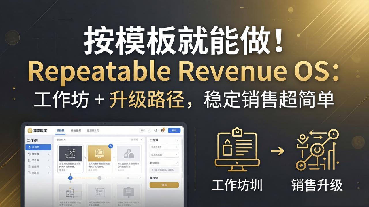 按模板就能做！Repeatable Revenue OS：工作坊 + 升级路径，稳定销售超简单-搞钱利器