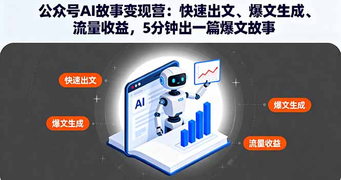 公众号AI故事变现营：快速出文、爆文生成、流量收益，5分钟出一篇爆文故事-搞钱利器