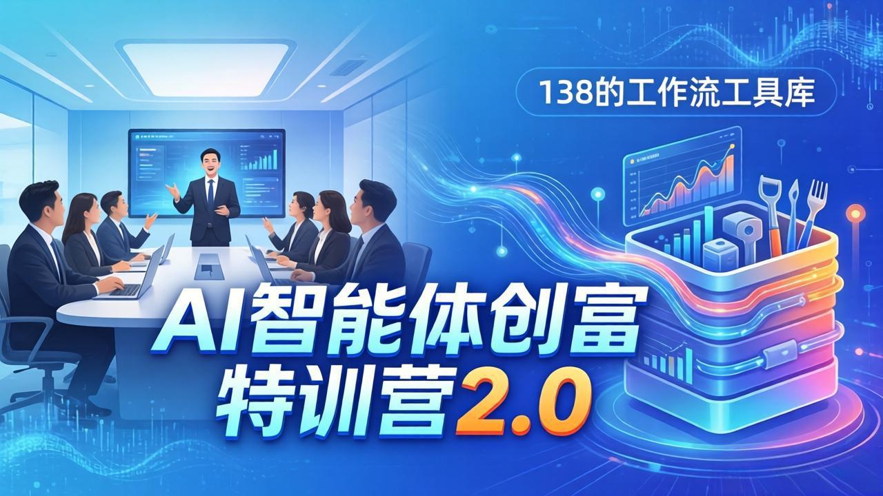 AI智能体创富训练营2.0：3天闭门直播+视频课+工具库，从0到1搭建智能体附138个工作流-搞钱利器