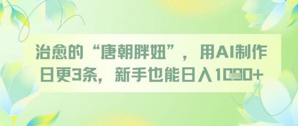 治愈的“唐朝胖妞”，用AI制作日更3条，新手也能日入多张-搞钱利器