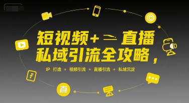 短视频+直播私域引流全攻略，IP打造 +视频引流 +直播引流 +私域沉淀-搞钱利器
