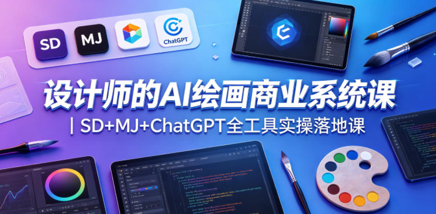 设计师的AI绘画商业系统课｜SD+MJ+ChatGPT全工具实操落地课-搞钱利器