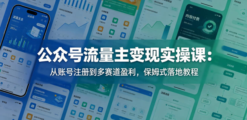公众号流量主变现实操课：从账号注册到多赛道盈利，保姆式落地教程-搞钱利器