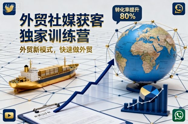 外贸社媒获客独家训练营，外贸新模式，快速做外贸(更新26年4月)-搞钱利器