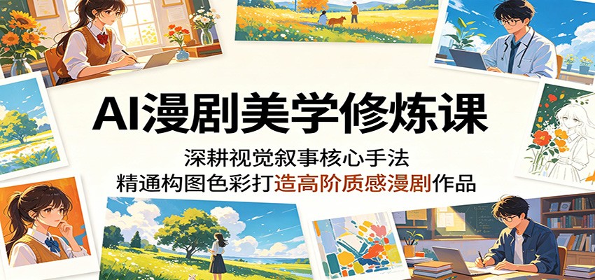 AI漫剧美学修炼课：深耕视觉叙事核心手法，精通构图色彩打造高阶质感漫剧作品-搞钱利器