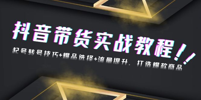 抖音带货实战教程：起号转号技巧+爆品选择+流量提升，打造爆款商品-搞钱利器