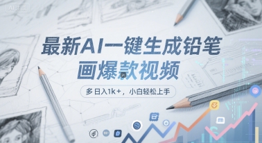 最新AI一键生成铅笔画爆款视频，多平台分发，日 入1k+，小白轻松上手【揭秘】-搞钱利器