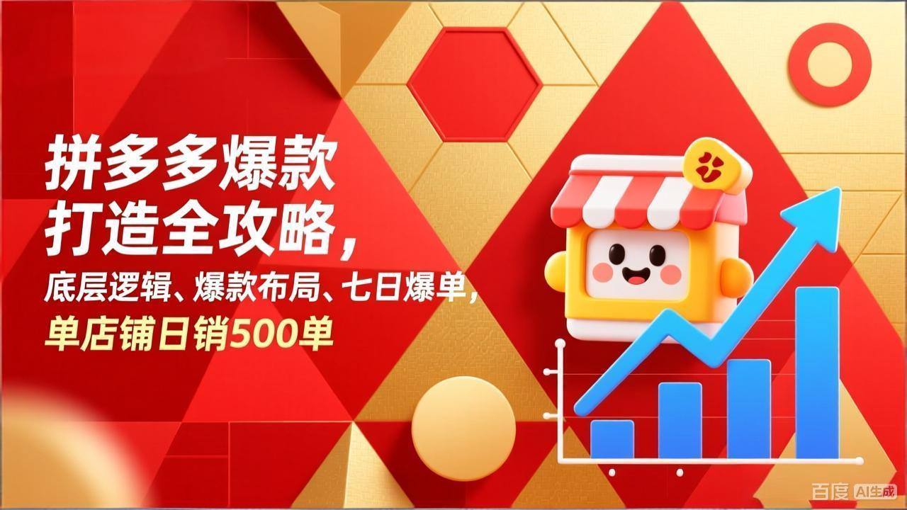 拼多多爆款打造全攻略，底层逻辑、爆款布局、七日爆单，单店铺日销500单-搞钱利器