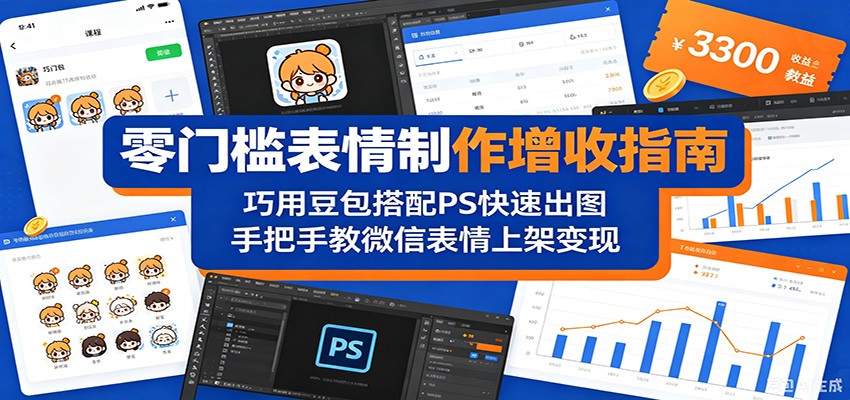 零门槛表情制作增收指南：巧用豆包搭配 PS 快速出图，手把手教微信表情上架变现-搞钱利器